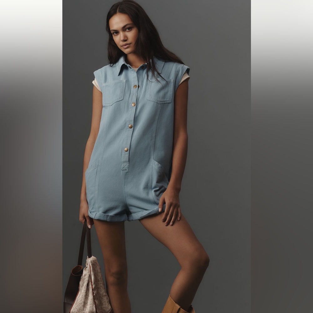 Stylish Blue Romper Anthropologie NWT XL